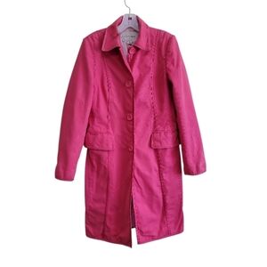 Banana Republic Vintage Women Vibrant Pink Trench Coat Size Medium